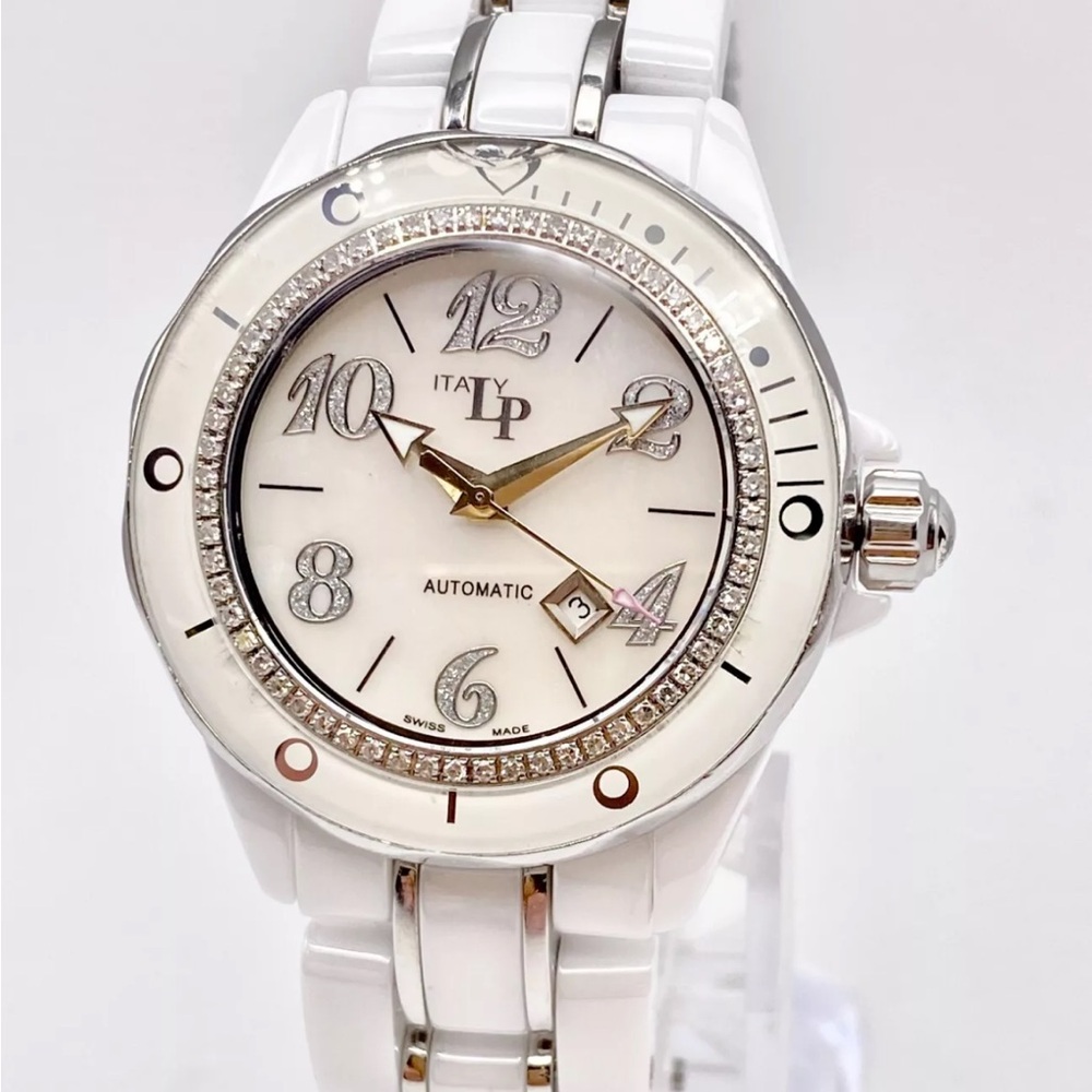 Lucien Piccard 36mm ceramic MOP Diamond Dial automatic watch